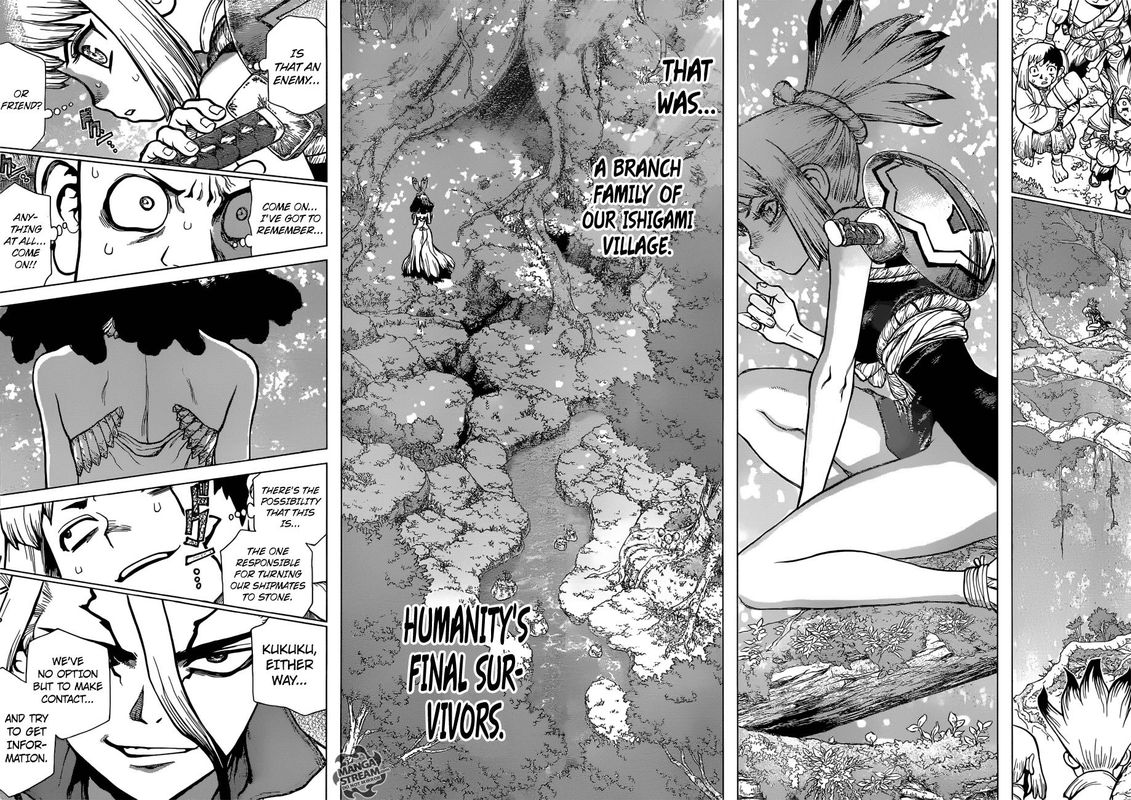 Dr. Stone Manga Chapter 104 page 14 - Men of Forensics scene