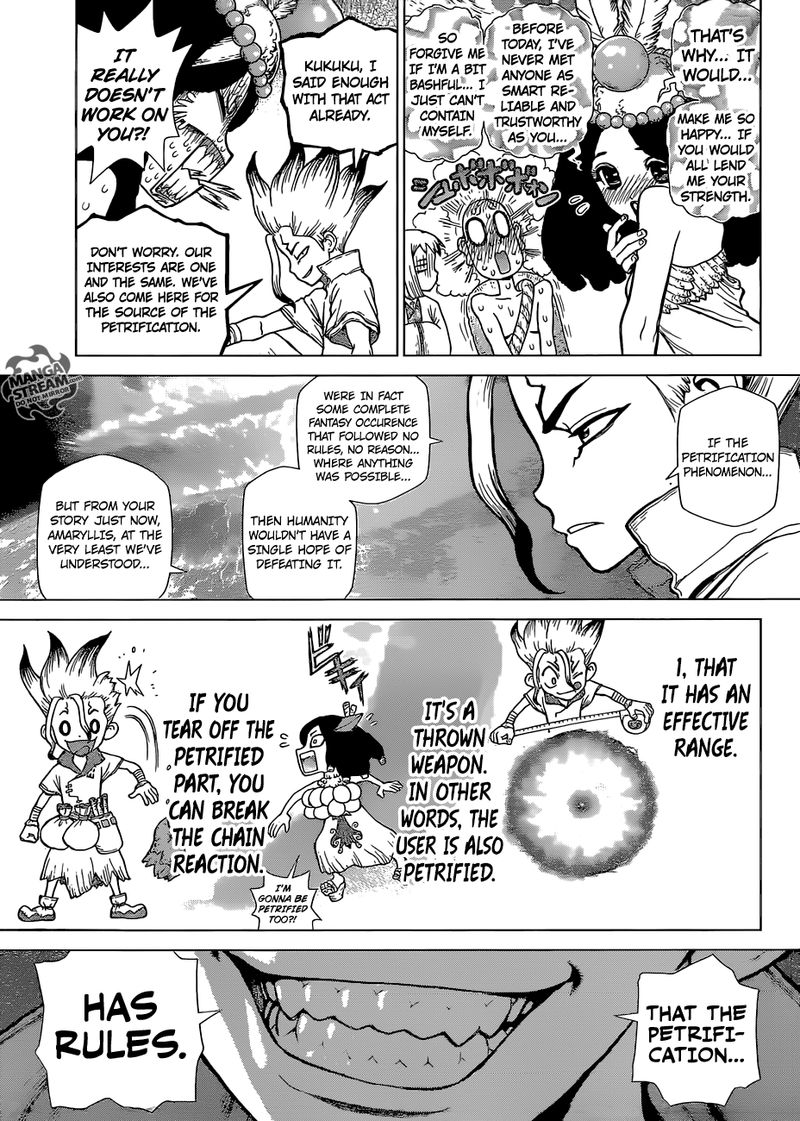 Dr. Stone Manga Chapter 106 page 14 - The Secret of Petrification scene