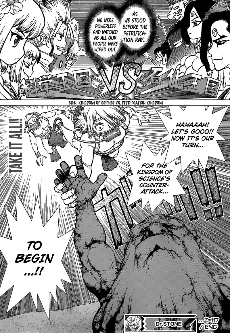 Dr. Stone Manga Chapter 117 page 18 - The Kingdom of Science Strikes Back scene