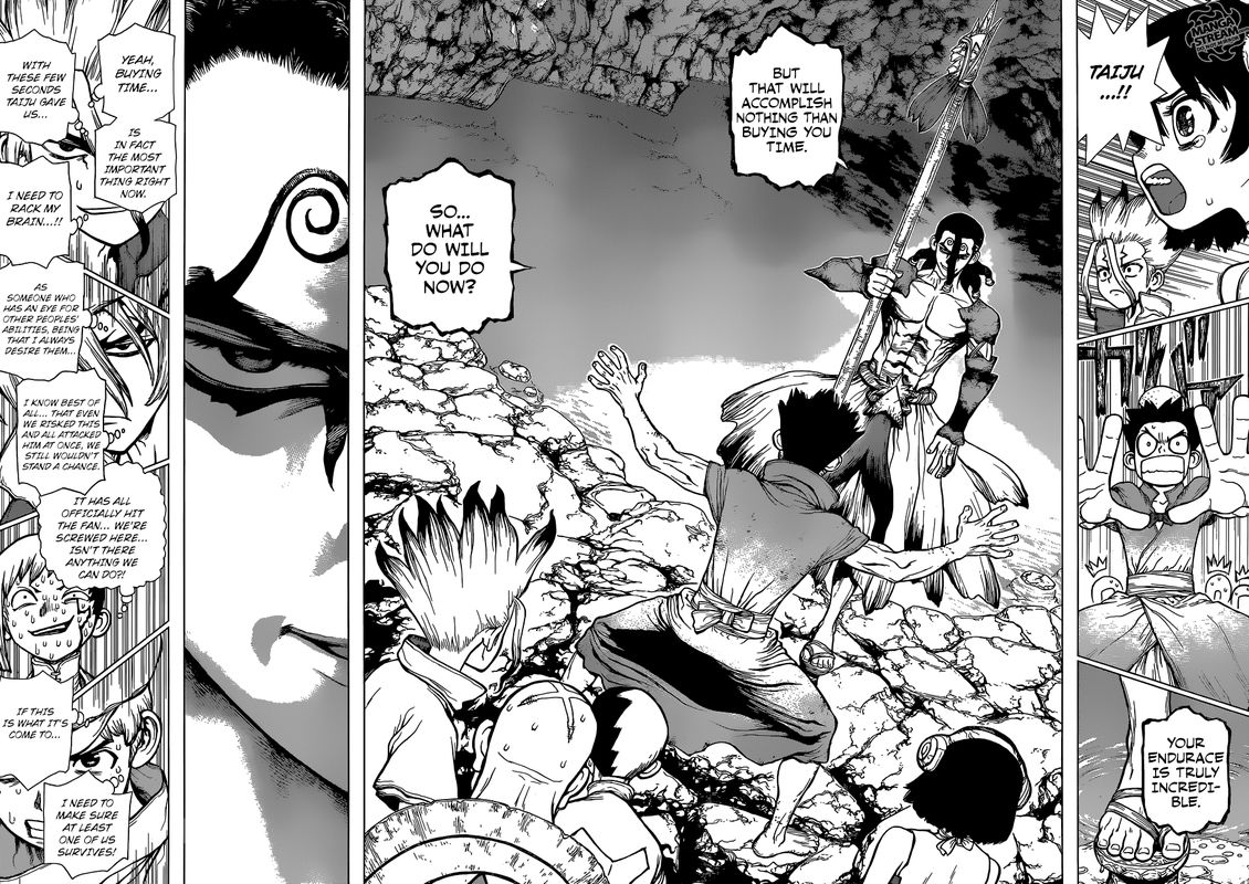 Dr. Stone Manga Chapter 122 page 14 - Brain-Battle Puzzle Pieces scene