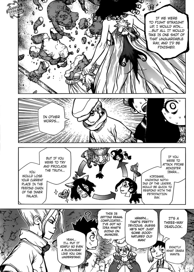 Dr. Stone Manga Chapter 123 page 9 - Brain-Battle Gambit scene