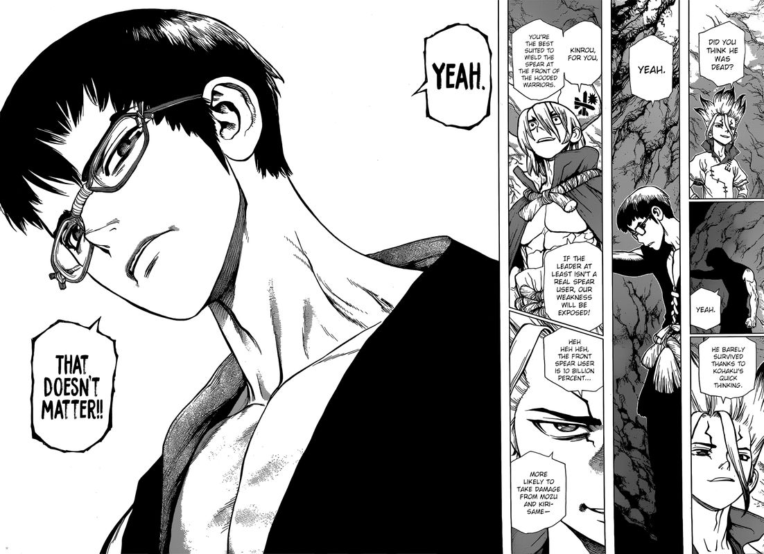 Dr. Stone Manga Chapter 125 page 8 - Decisive Three-Dimensional Battle scene