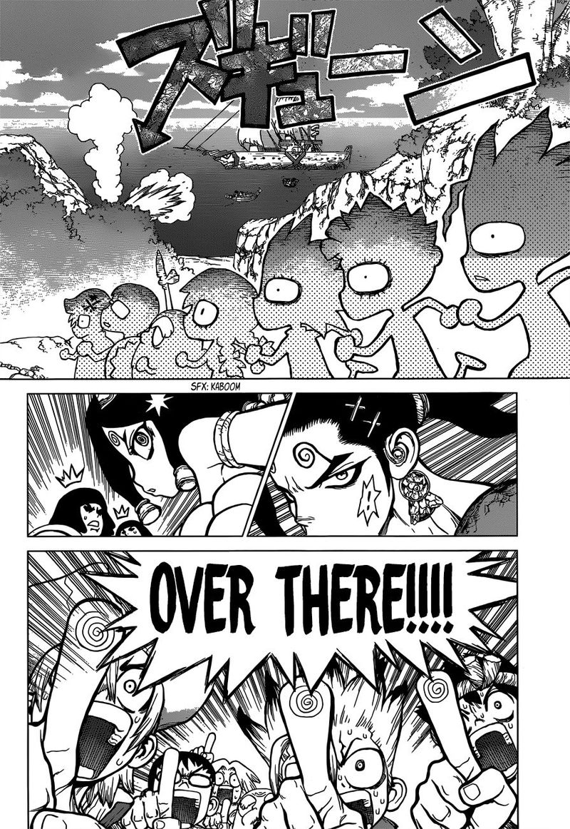 Dr. Stone Manga Chapter 128 page 6 - Island-Wide Battle Royale scene