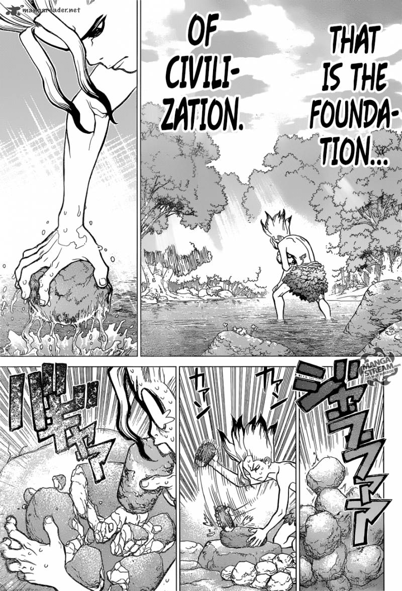 Dr. Stone Manga Chapter 13 page 10 - Part 1: Stone World: The Beginning scene