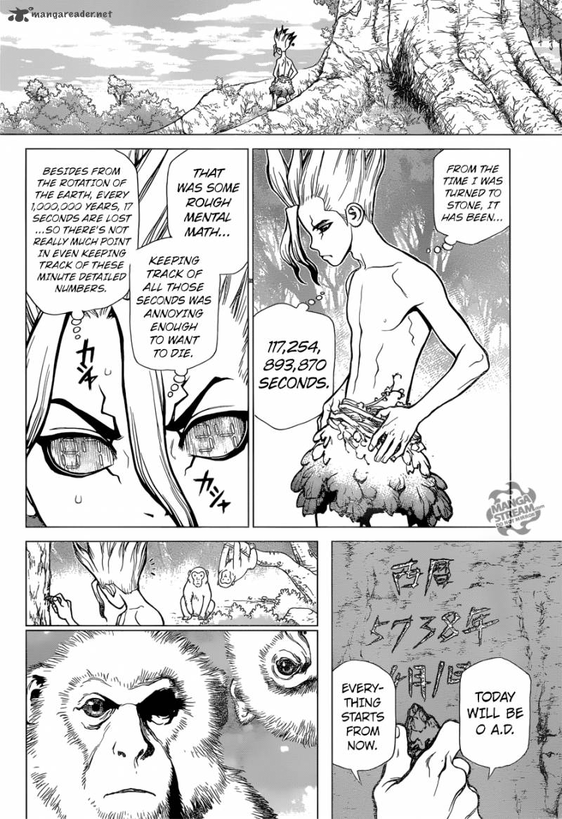 Dr. Stone Manga Chapter 13 page 7 - Part 1: Stone World: The Beginning scene