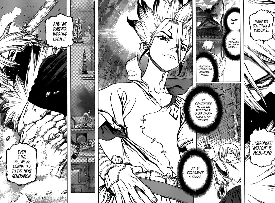 Dr. Stone Manga Chapter 132 page 15 - The Strongest Weapon is... scene