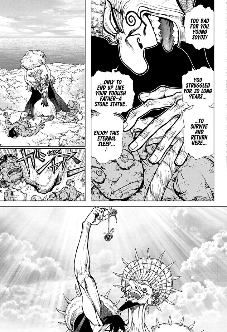 Dr. Stone Manga Chapter 134 page 13 - Commander Faceoff scene
