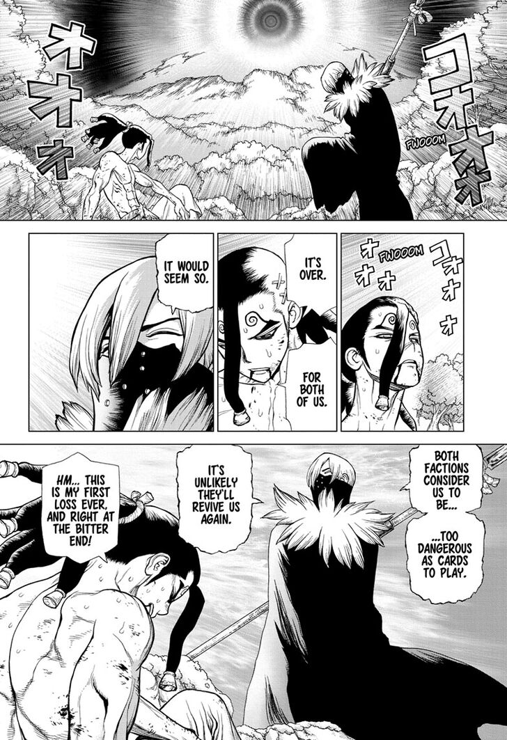 Dr. Stone Manga Chapter 134 page 2 - Commander Faceoff scene