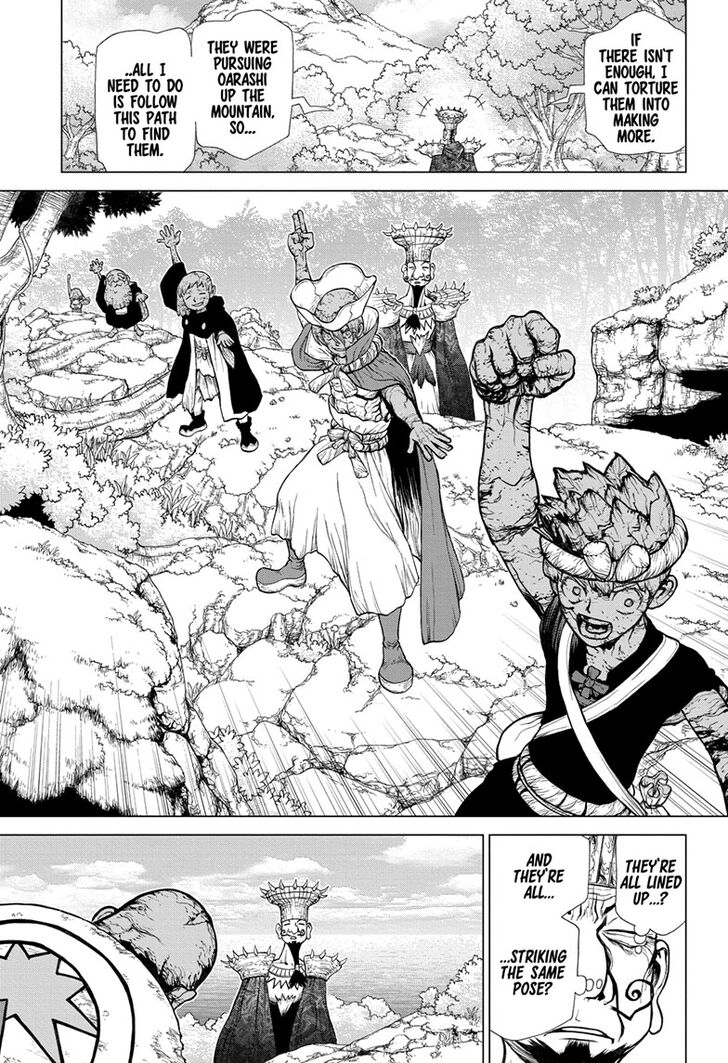 Dr. Stone Manga Chapter 134 page 9 - Commander Faceoff scene