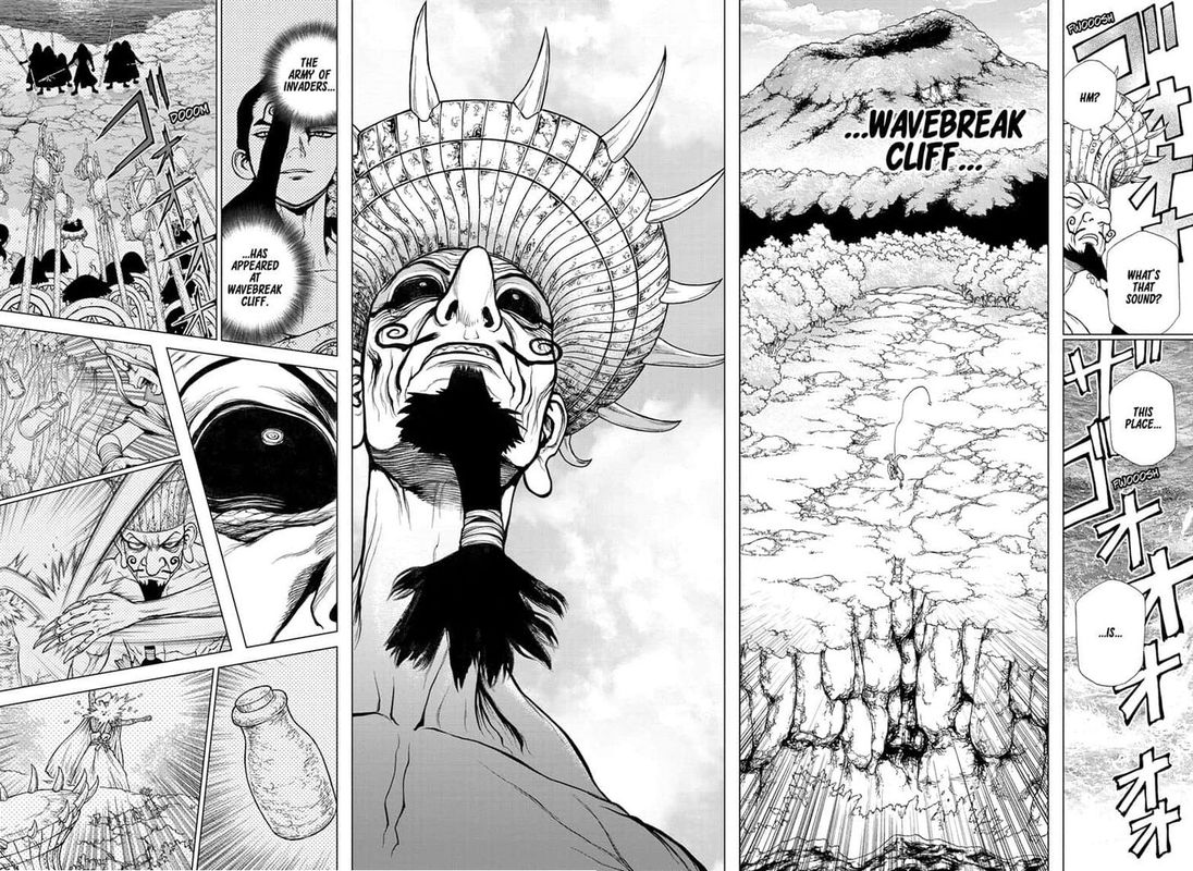 Dr. Stone Manga Chapter 136 page 11 - Medusa vs. Science scene