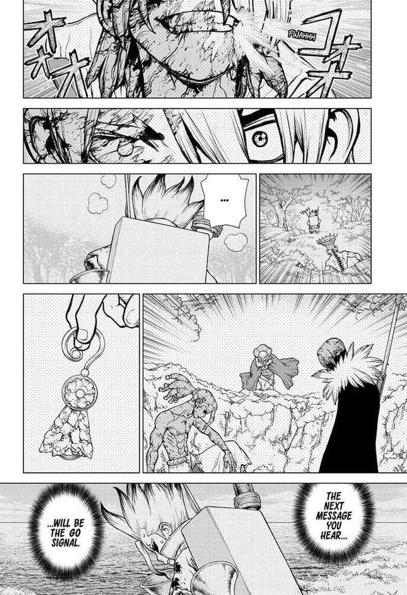 Dr. Stone Manga Chapter 136 page 12 - Medusa vs. Science scene