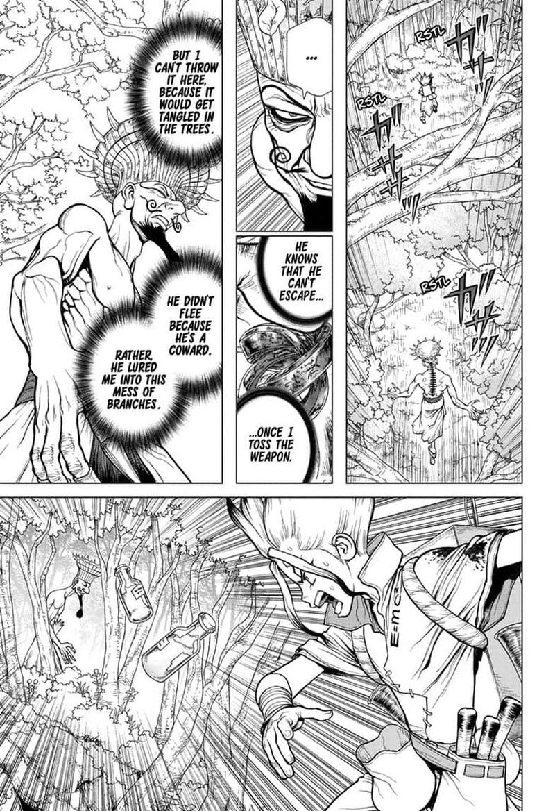 Dr. Stone Manga Chapter 136 page 5 - Medusa vs. Science scene