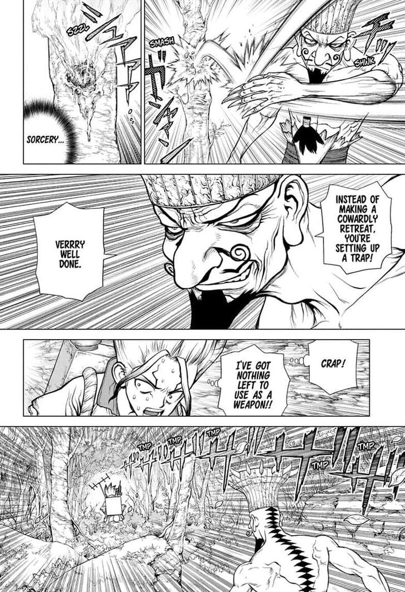 Dr. Stone Manga Chapter 136 page 6 - Medusa vs. Science scene
