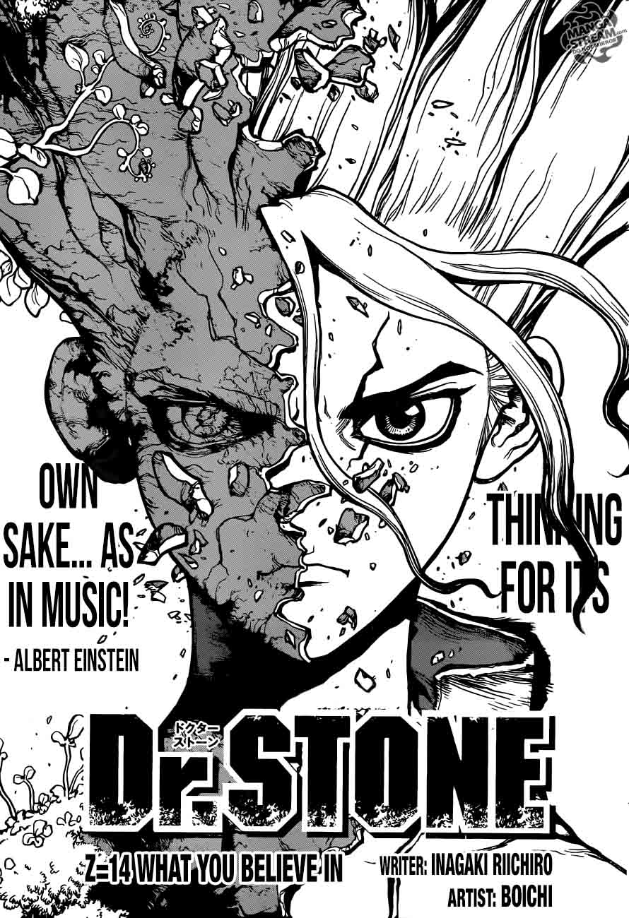 Dr. Stone Manga Chapter 14 page 1 - Those Who Have Faith scene