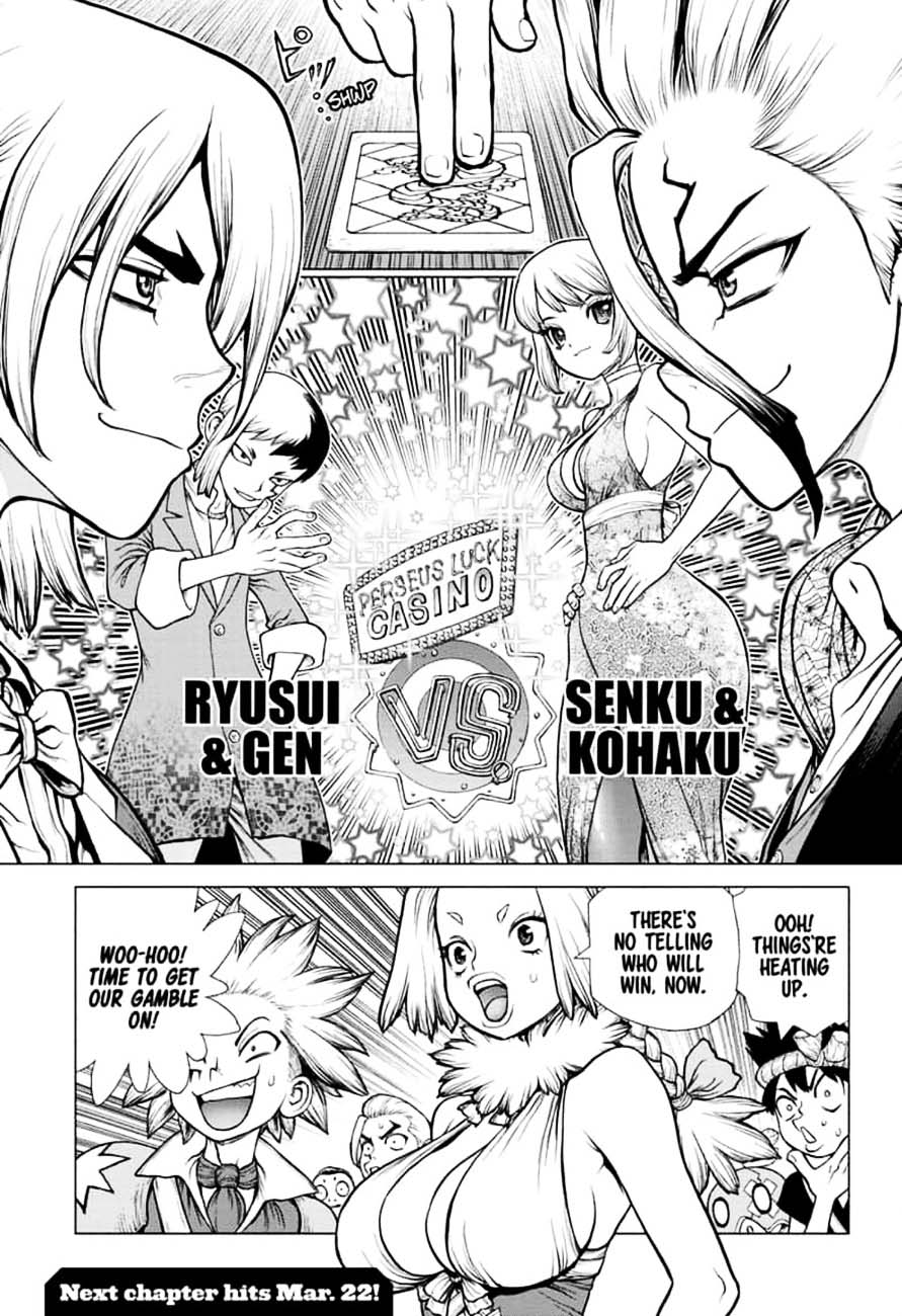 Dr. Stone Manga Chapter 143 page 18 - Ryusui vs. Senku scene
