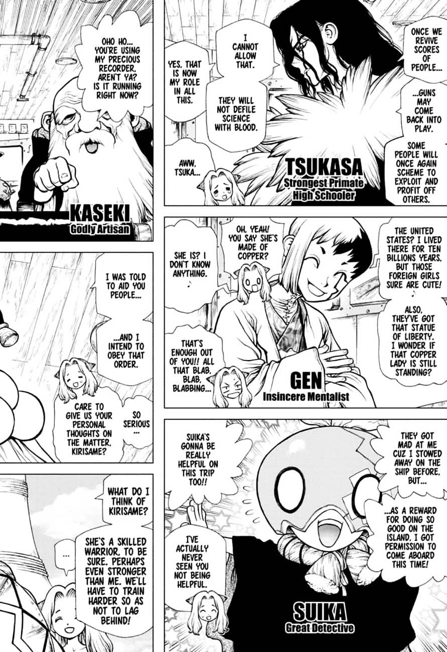 Dr. Stone Manga Chapter 143 page 2 - Ryusui vs. Senku scene