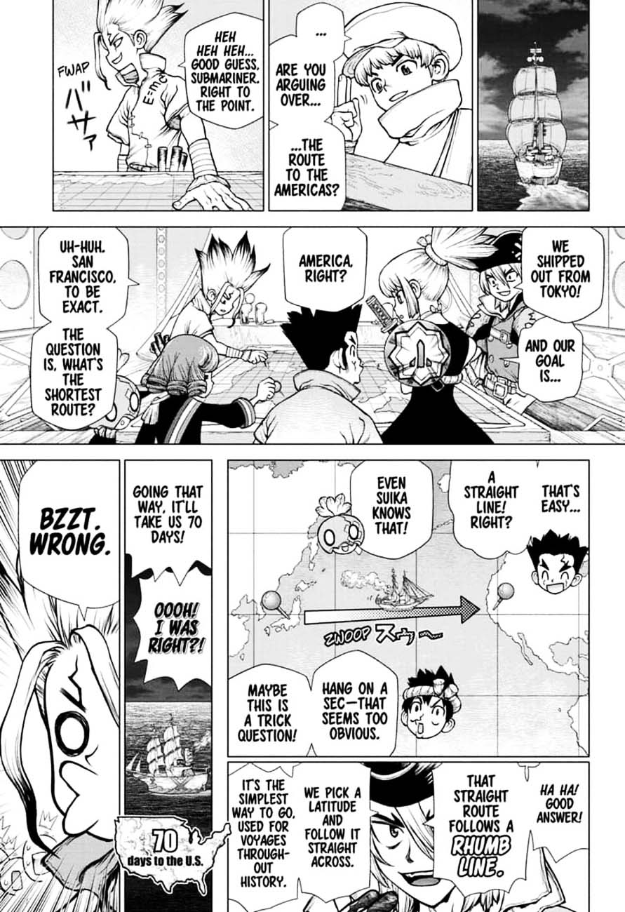 Dr. Stone Manga Chapter 143 page 8 - Ryusui vs. Senku scene