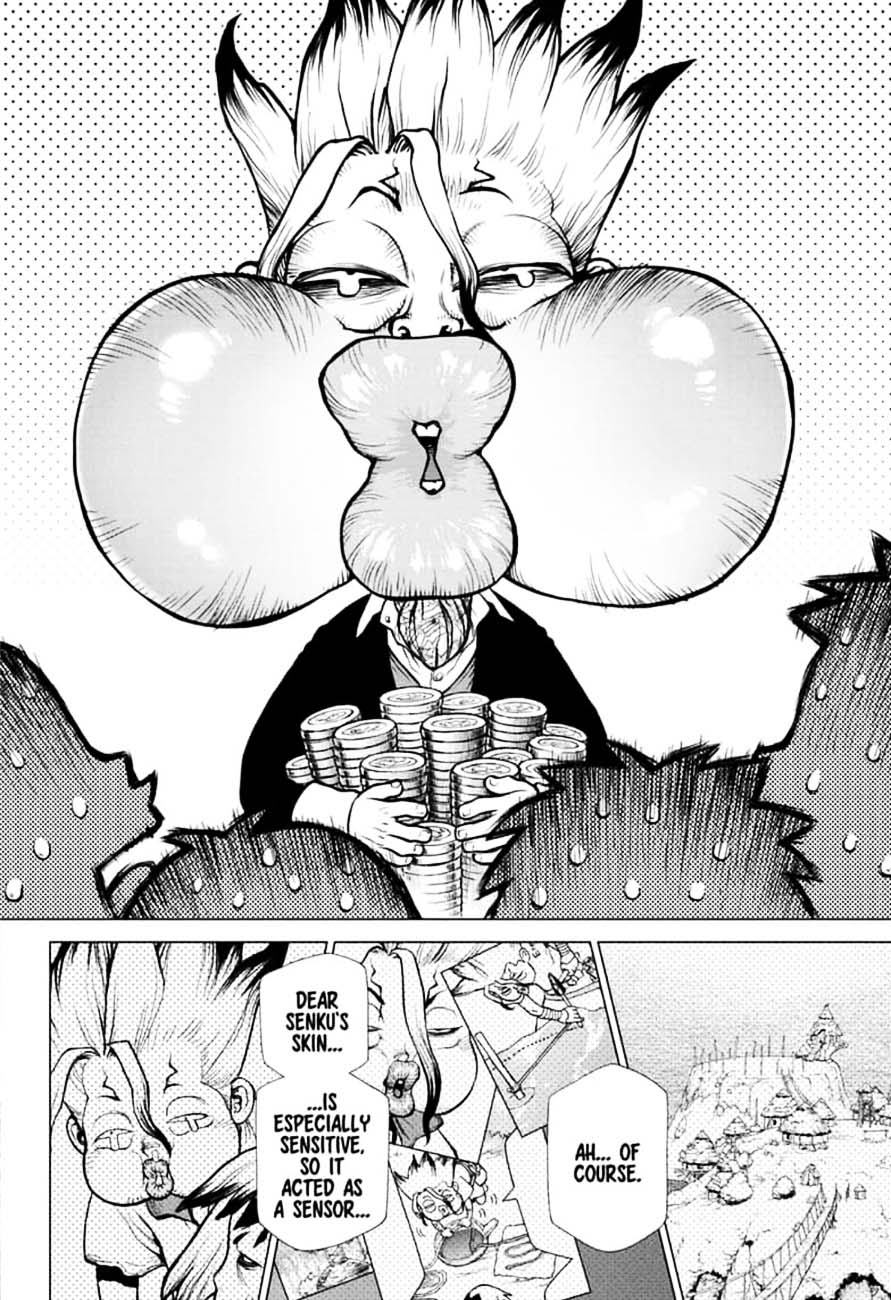 Dr. Stone Manga Chapter 144 page 18 - Ryusui & Gen vs. Senku & Kohaku scene
