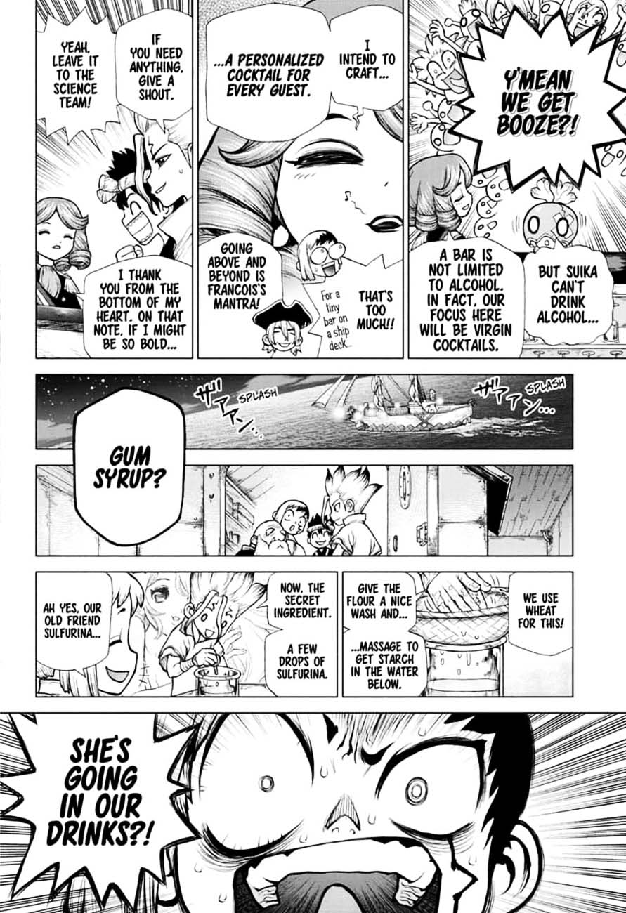 Dr. Stone Manga Chapter 145 page 4 - Bar Francois scene