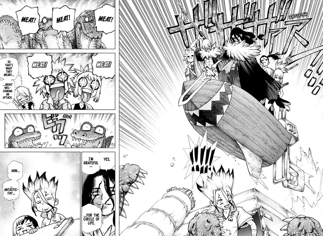 Dr. Stone Manga Chapter 148 page 11 - Pioneers of Earth scene