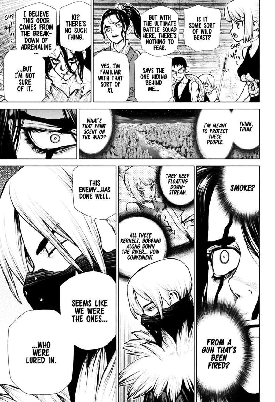 Dr. Stone Manga Chapter 149 page 11 - Light Lure in Darkness scene