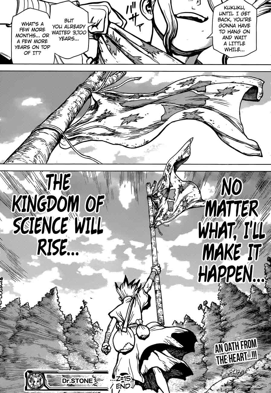 Dr. Stone Manga Chapter 15 page 18 - Two Kingdoms of the Stone World scene