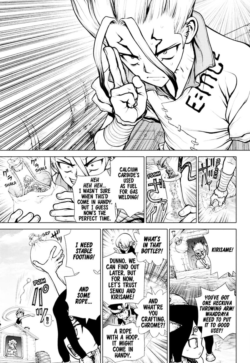 Dr. Stone Manga Chapter 150 page 10 - Righteous Science-User scene