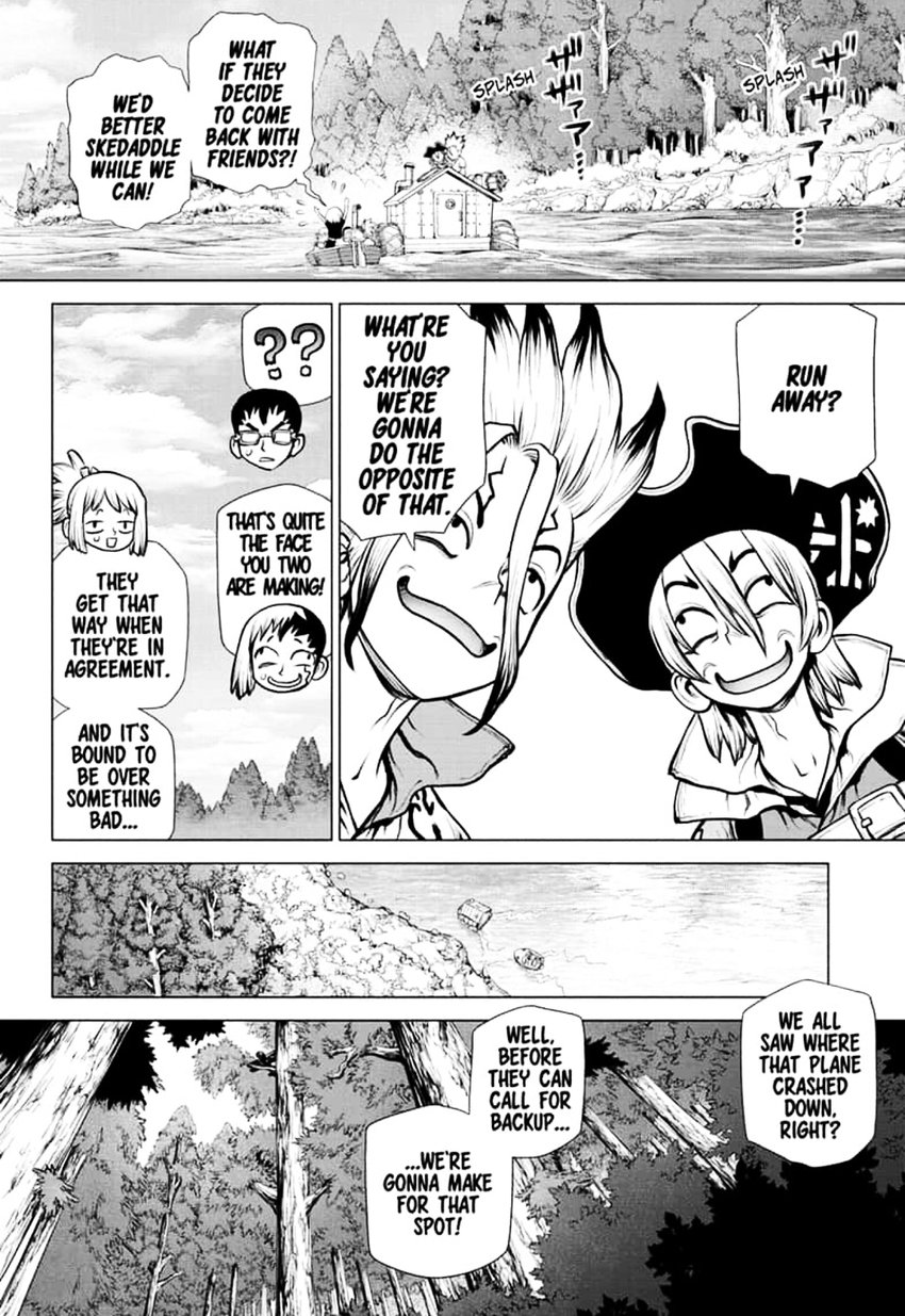 Dr. Stone Manga Chapter 150 page 16 - Righteous Science-User scene