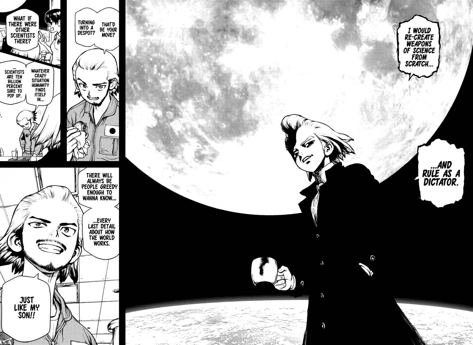 Dr. Stone Manga Chapter 156 page 14 - Two Scientists scene