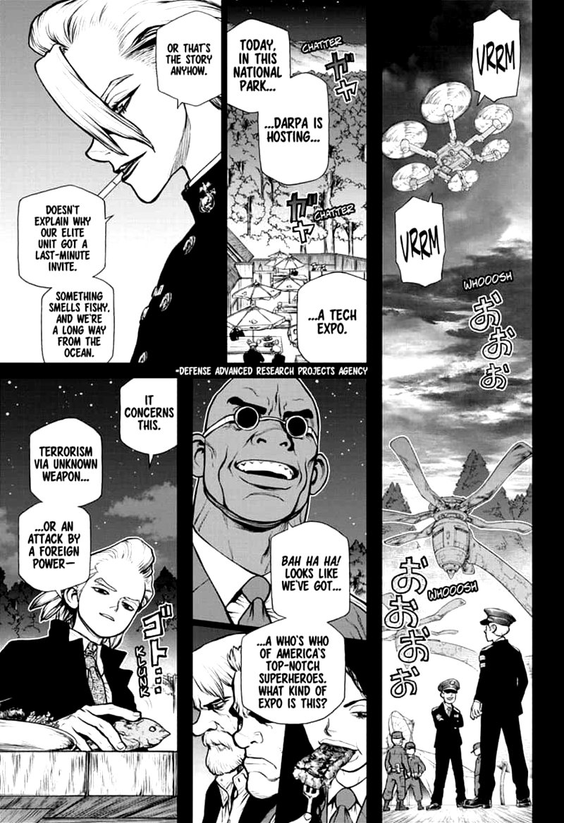 Dr. Stone Manga Chapter 157 page 6 - Same Time, Same Place scene