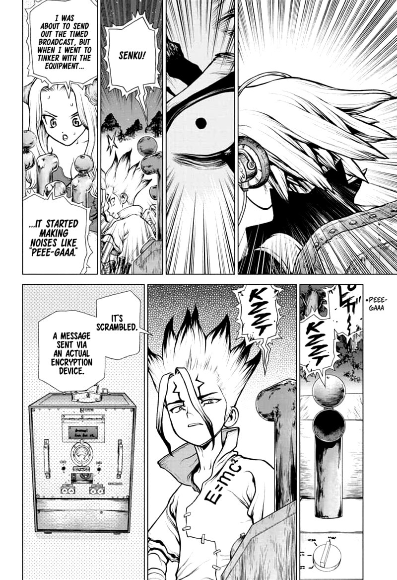 Dr. Stone Manga Chapter 158 page 13 - Who is the Scientist? scene