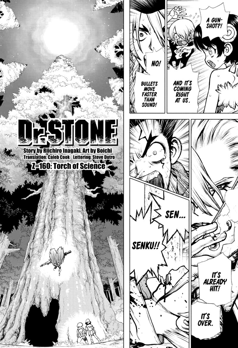Dr. Stone Manga Chapter 160 page 2 - Torch of Science scene