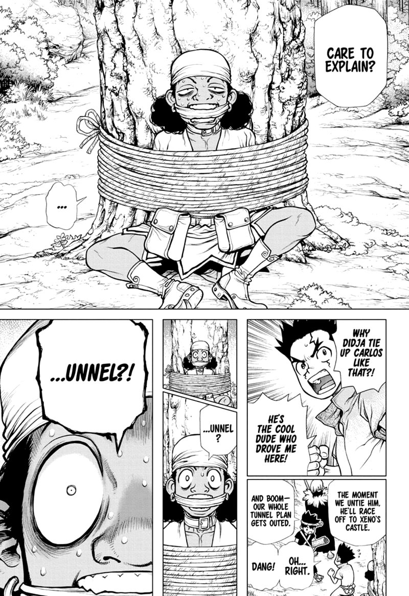 Dr. Stone Manga Chapter 162 page 15 - Down the Earth-Stained Path scene