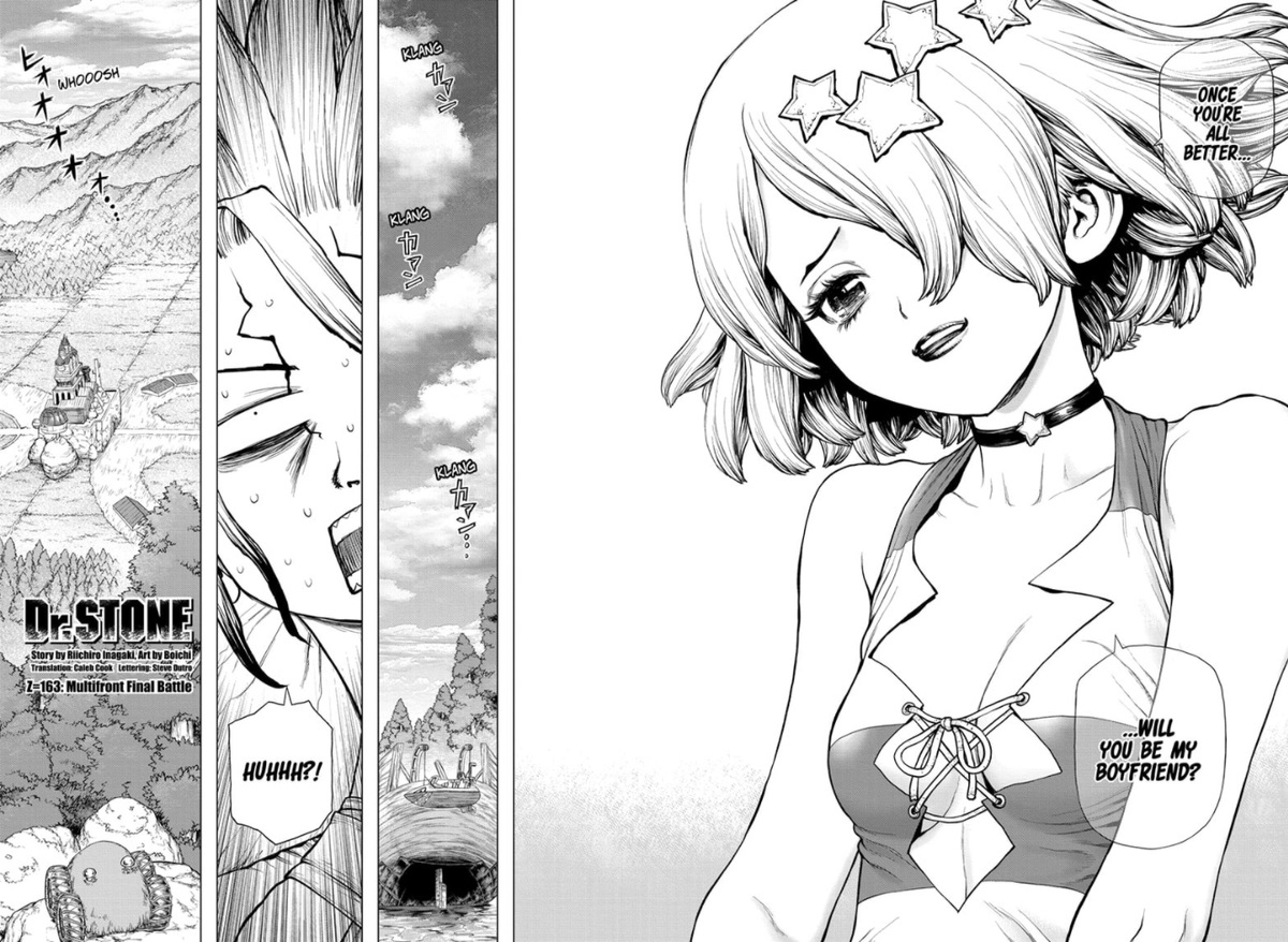 Dr. Stone Manga Chapter 163 page 6 - Multifront Final Battle scene