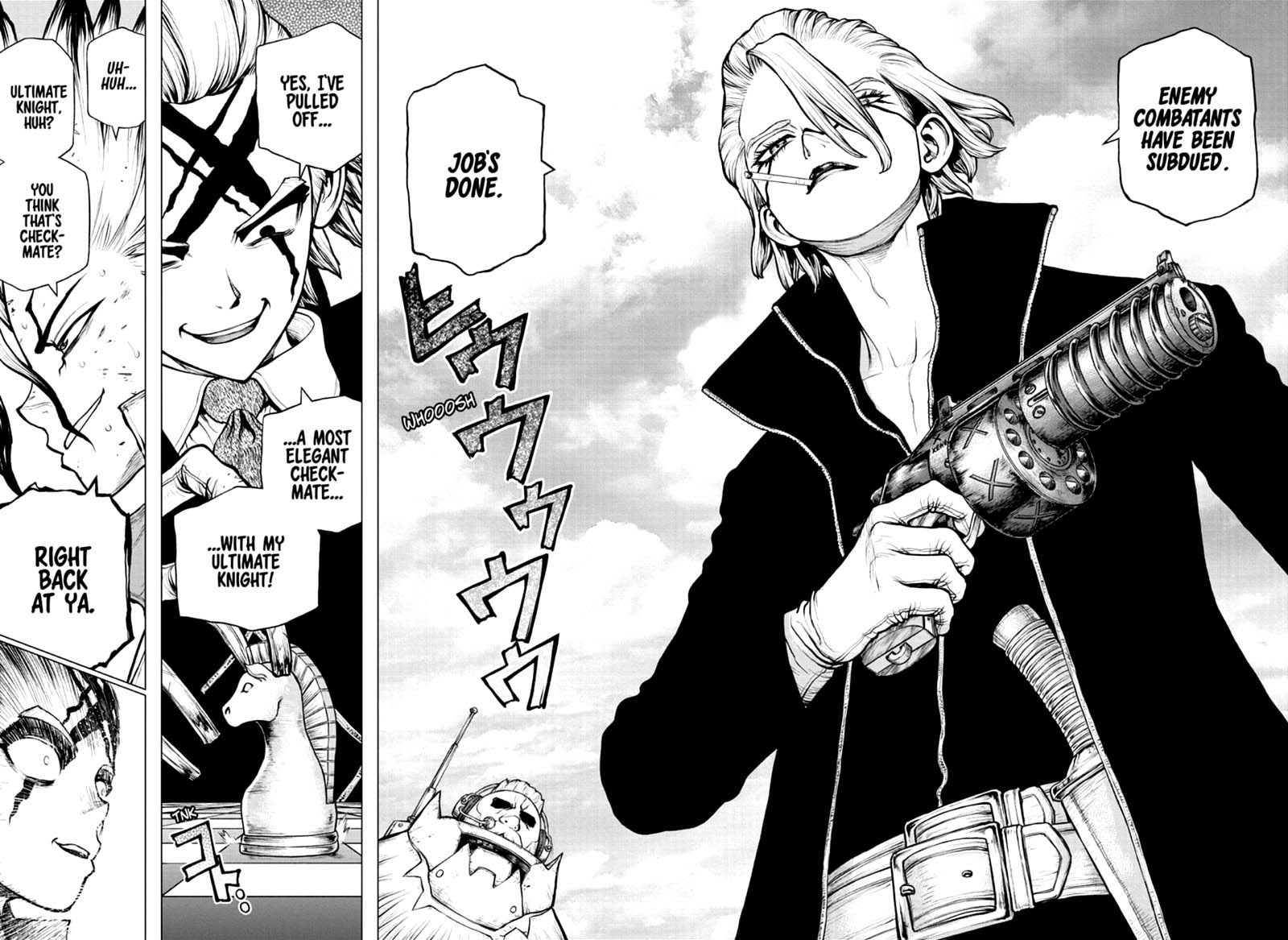 Dr. Stone Manga Chapter 166 page 14 - Ultimate Knight scene