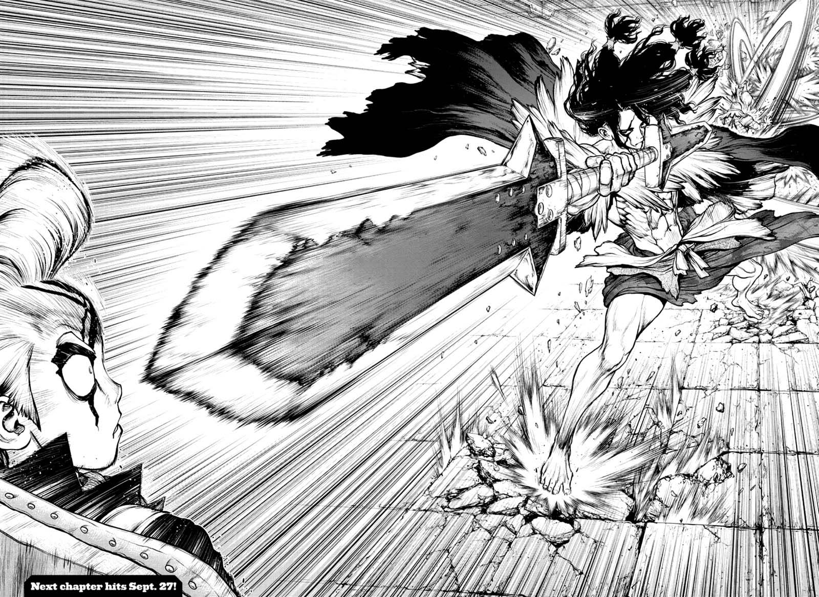 Dr. Stone Manga Chapter 166 page 15 - Ultimate Knight scene