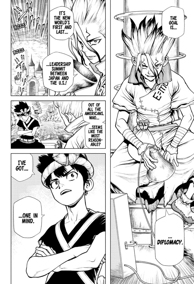 Dr. Stone Manga Chapter 168 page 15 - Corn City: Population One Million scene