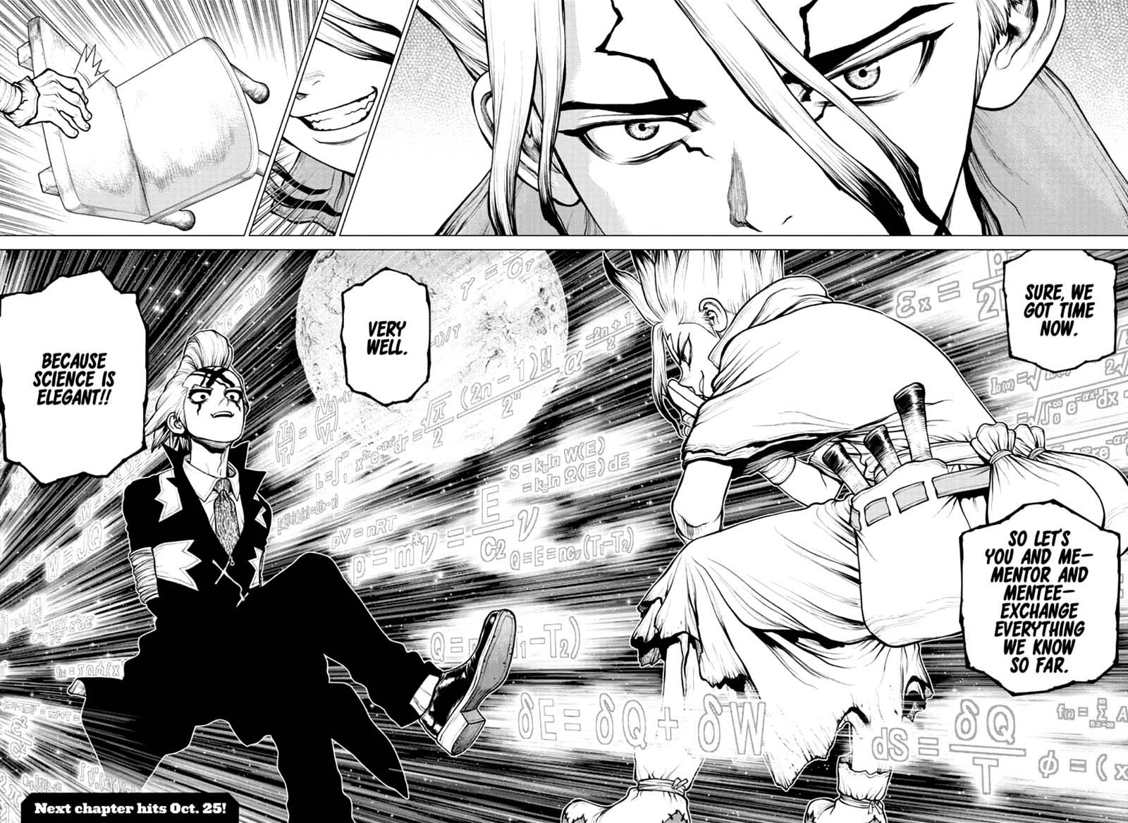 Dr. Stone Manga Chapter 170 page 15 - Staring Up at the Same Moon scene