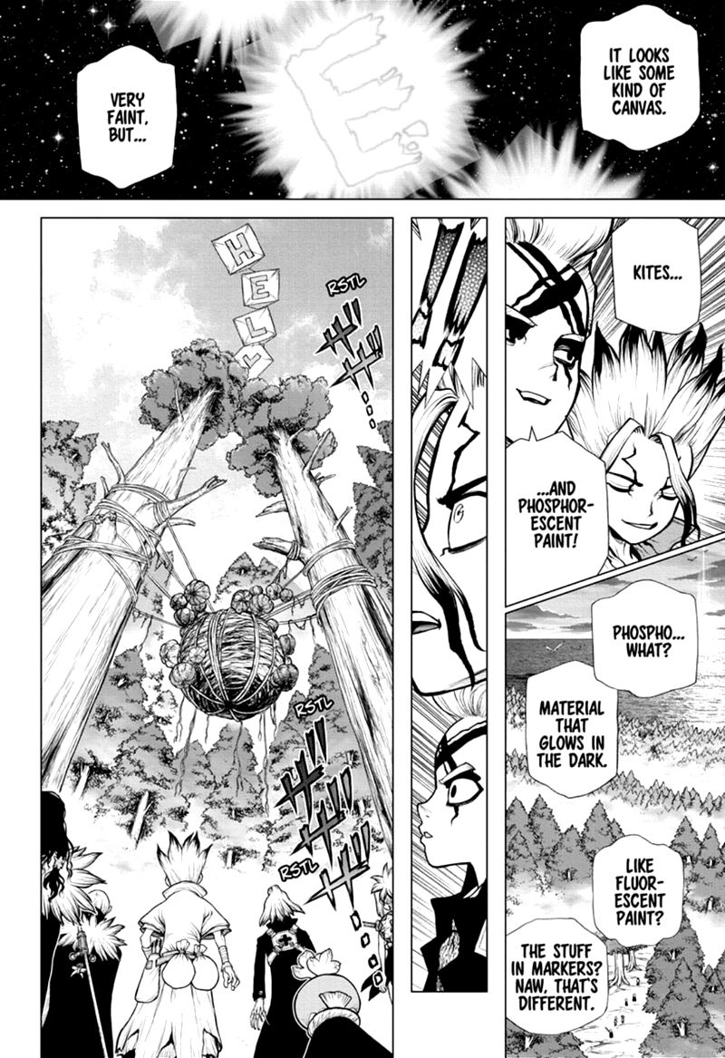 Dr. Stone Manga Chapter 172 page 10 - Marked with an X of Wisdom scene