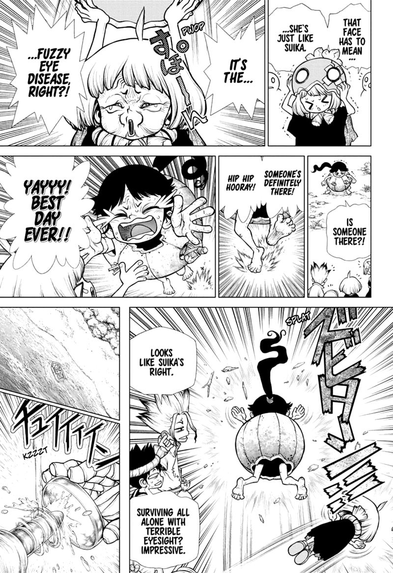 Dr. Stone Manga Chapter 172 page 13 - Marked with an X of Wisdom scene