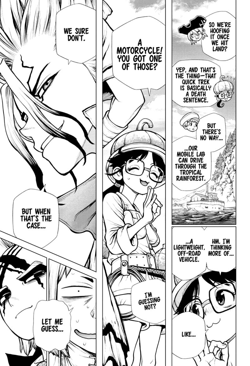 Dr. Stone Manga Chapter 172 page 19 - Marked with an X of Wisdom scene