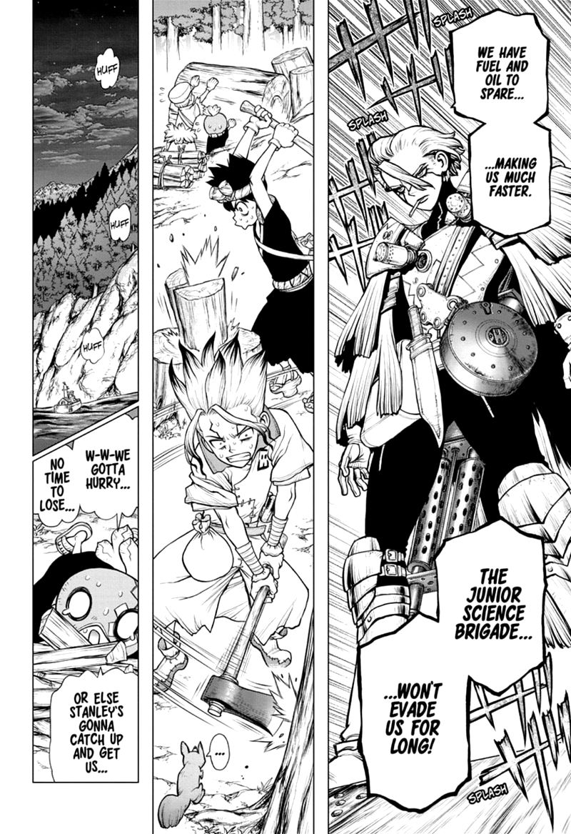 Dr. Stone Manga Chapter 172 page 6 - Marked with an X of Wisdom scene