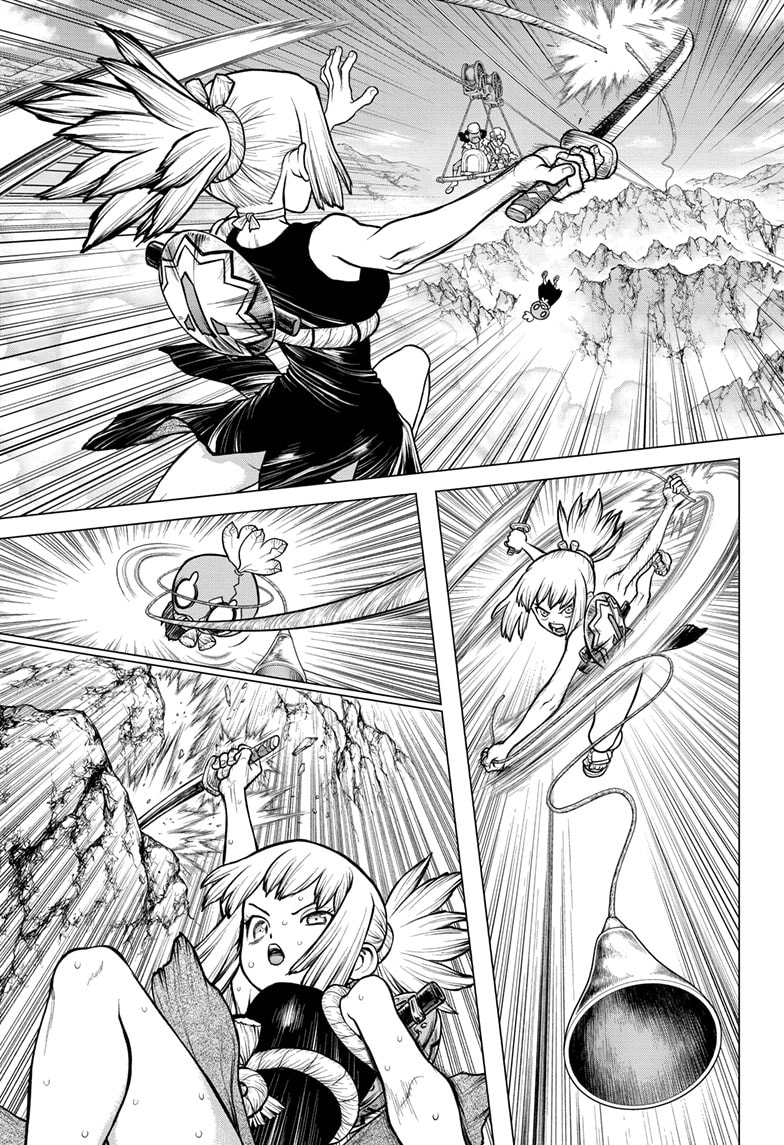 Dr. Stone Manga Chapter 179 page 12 - Bonds on the High-Wire scene