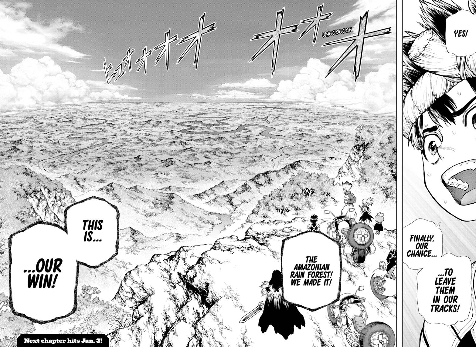 Dr. Stone Manga Chapter 179 page 16 - Bonds on the High-Wire scene