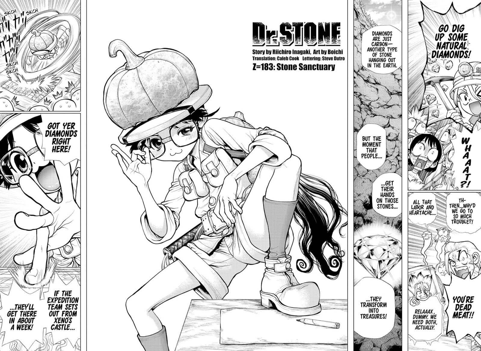 Dr. Stone Manga Chapter 183 page 2 - Stone Sanctuary scene