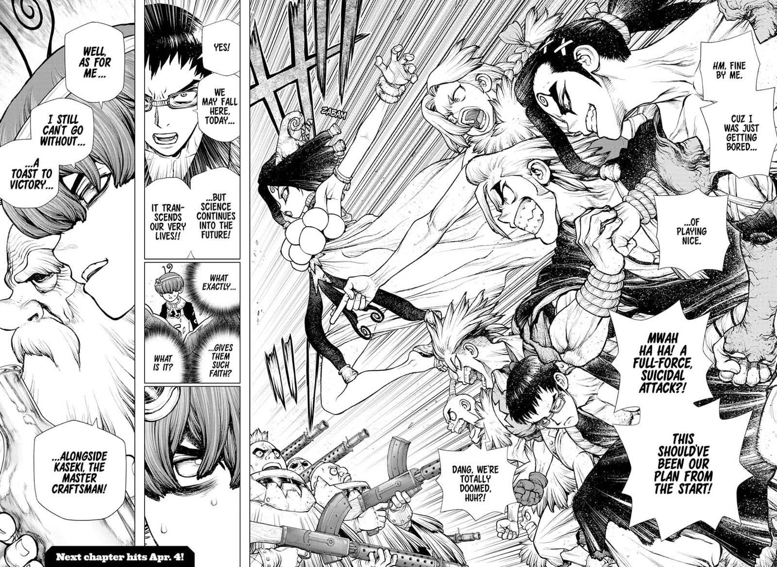 Dr. Stone Manga Chapter 190 page 16 - Science Transcends Life scene