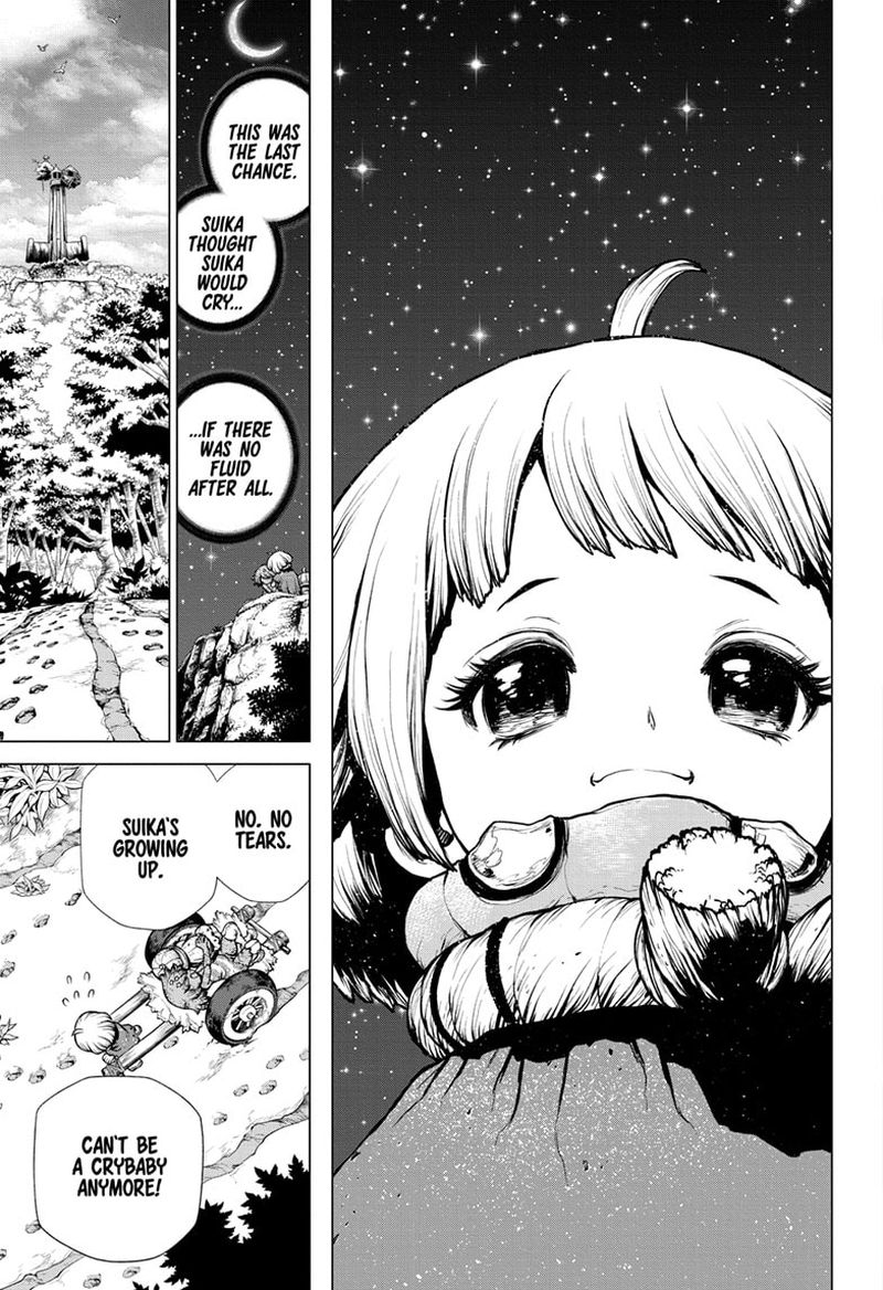 Dr. Stone Manga Chapter 195 page 12 - Treasure Hunter, All Alone scene