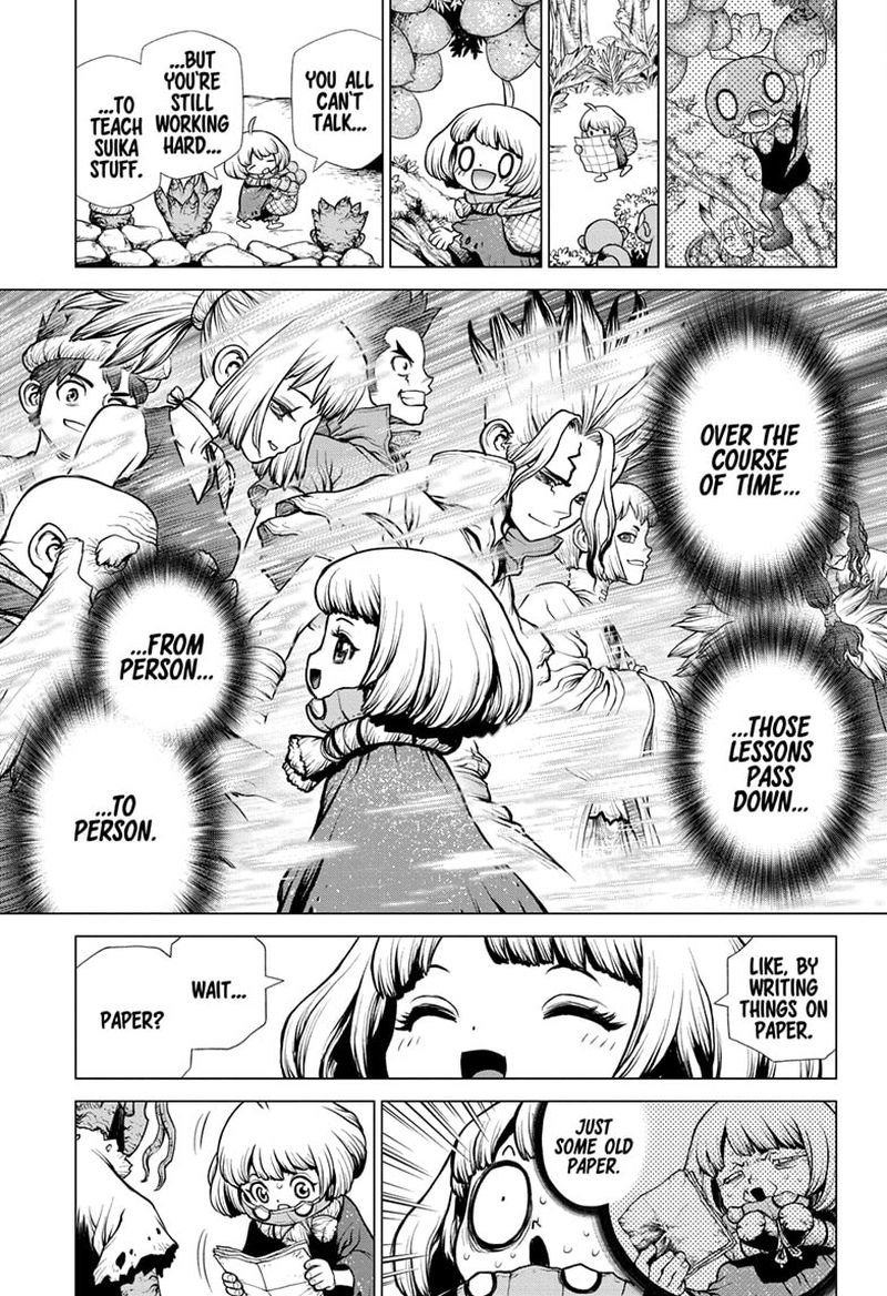 Dr. Stone Manga Chapter 195 page 15 - Treasure Hunter, All Alone scene