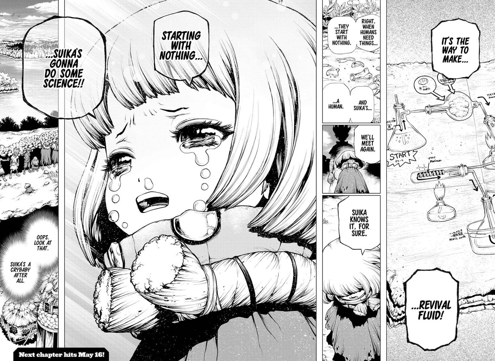 Dr. Stone Manga Chapter 195 page 16 - Treasure Hunter, All Alone scene