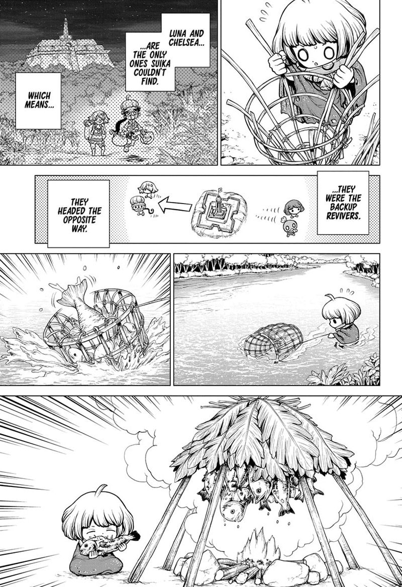 Dr. Stone Manga Chapter 195 page 8 - Treasure Hunter, All Alone scene